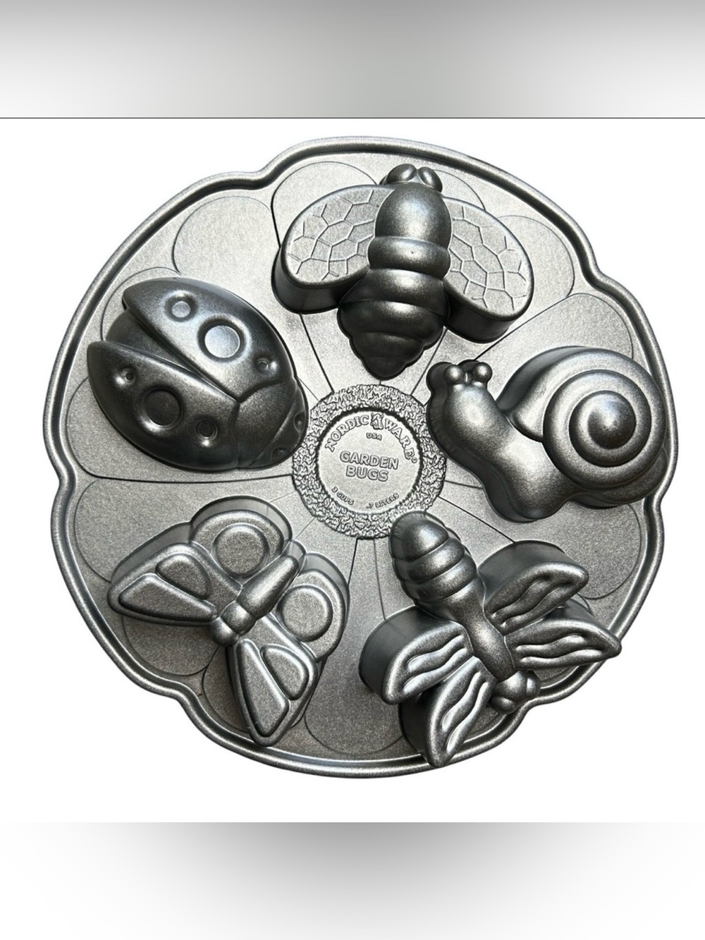 NORDIC WARE Garden Bugs Cake Pan Butterfly Ladybug Bee Snail Dragonfly Aluminum